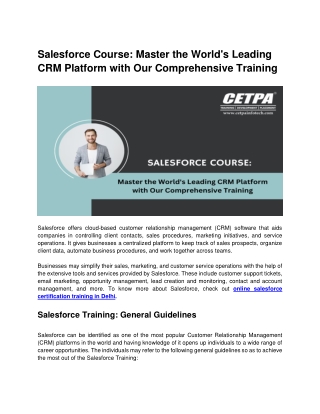 salesforce course master the world s leading