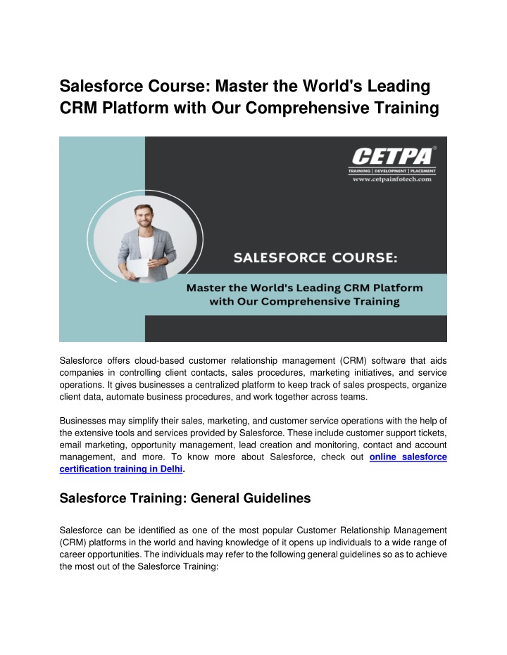 salesforce course master the world s leading