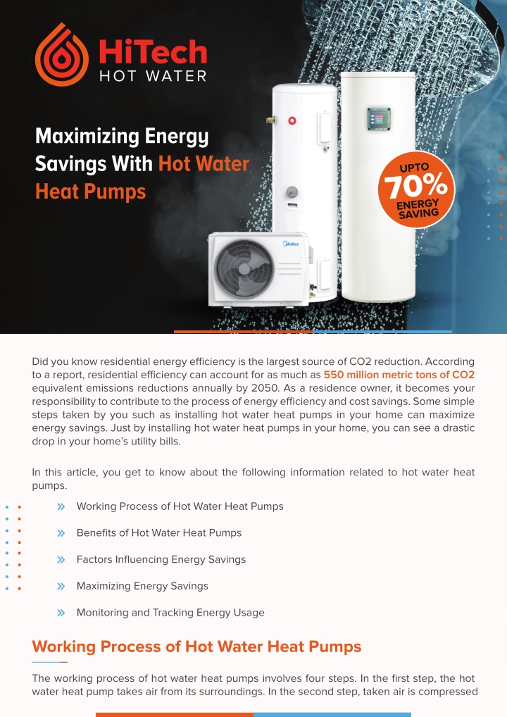 maximizing energy savings with hot water heat