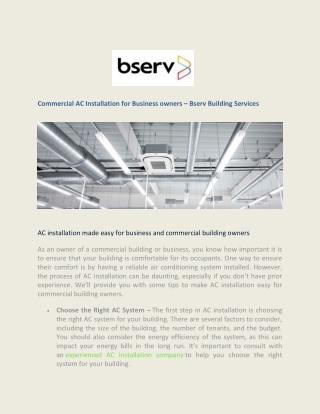 commercial ac installation for business owners