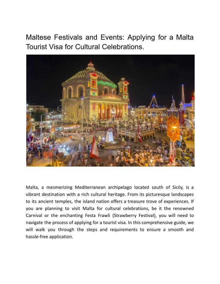 maltese festivals and events applying for a malta