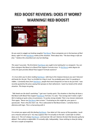 Red Boost Reviews: Does it Work? WARNING! Red Boost!