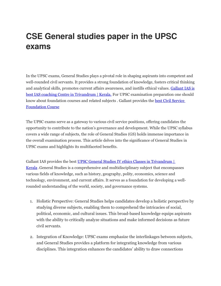 cse general studies paper in the upsc exams