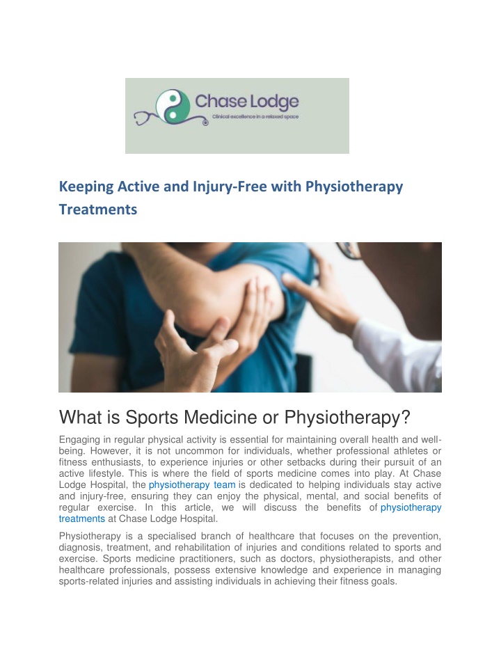 keeping active and injury free with physiotherapy