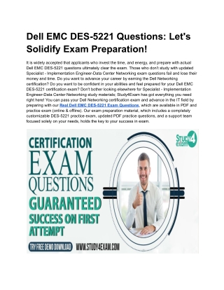 Dell EMC DES-5221 Questions_ Let's Solidify Exam Preparation!
