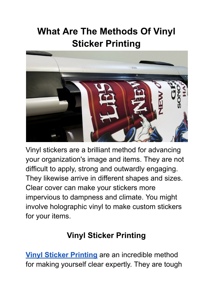 what are the methods of vinyl sticker printing