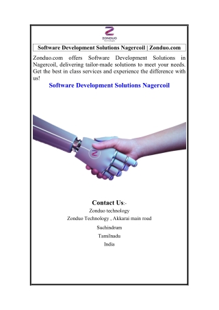 Software Development Solutions Nagercoil  Zonduo.com