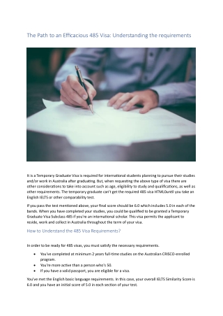 the path to an efficacious 485 visa understanding