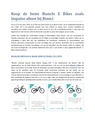 Koop de beste Bianchi E Bikes zoals Impulso alleen bij Bimici.ppt