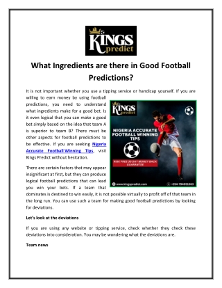 What ingredients are there in good football predictions?