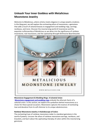 Unleash Your Inner Goddess with Metalicious Moonstone Jewelry