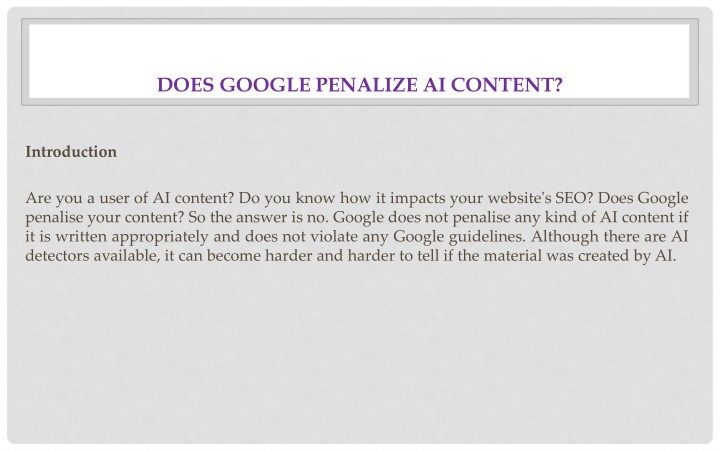 does google penalize ai content