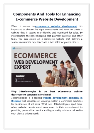 Components And Tools for Enhancing Ecommerce Website Development