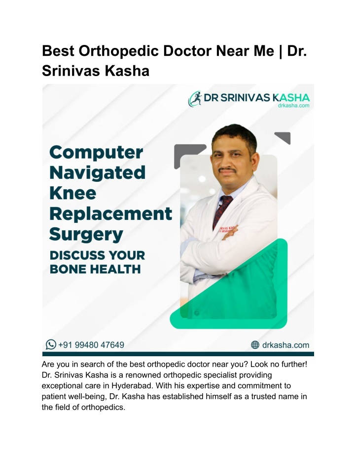 best orthopedic doctor near me dr srinivas kasha