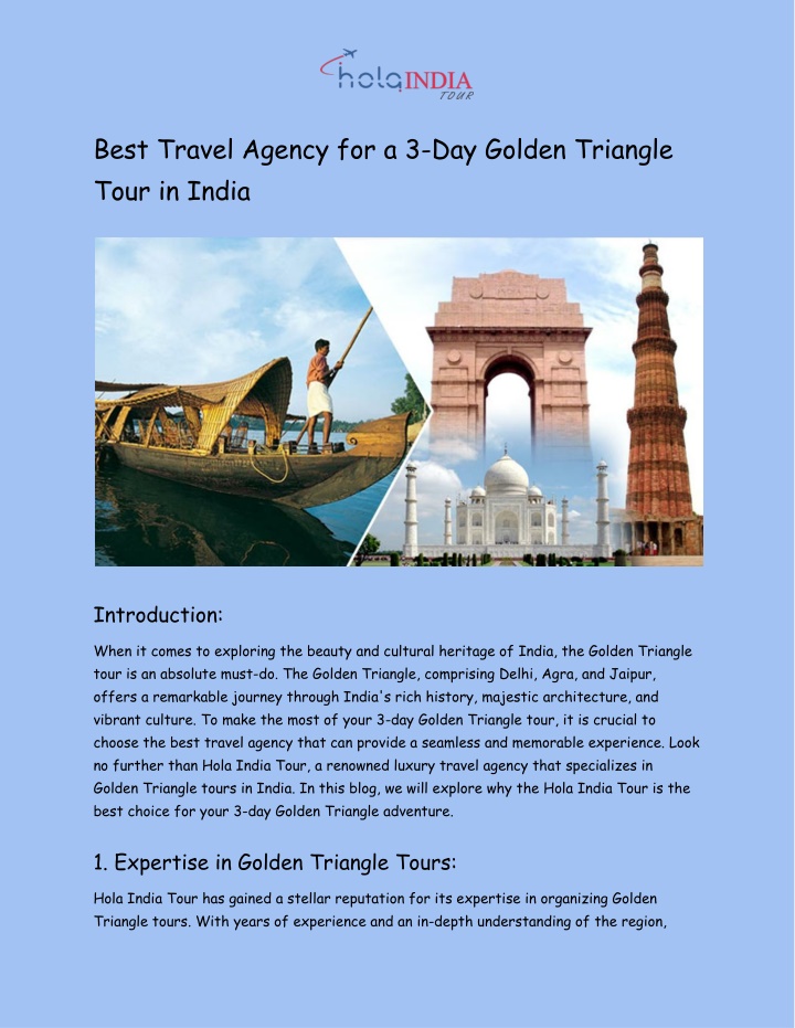 best travel agency for a 3 day golden triangle