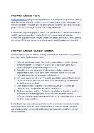 probiyotik granola nedir