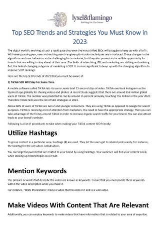 top seo trends and strategies you must know