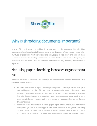 why is shredding documents important