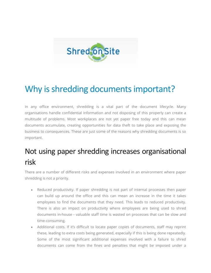 why is shredding documents important