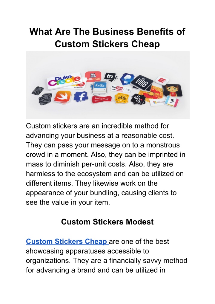 what are the business benefits of custom stickers