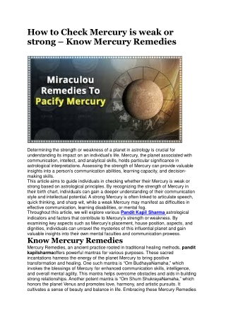 how to check mercury is weak or strong know