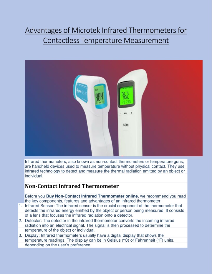 advantages of microtek infrared thermometers