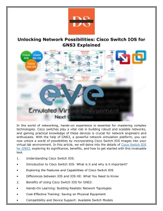 Unlocking Network Possibilities Cisco Switch IOS for GNS3 Explained