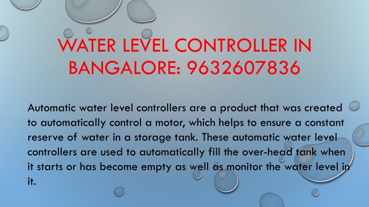 water level controller in bangalore 9632607836