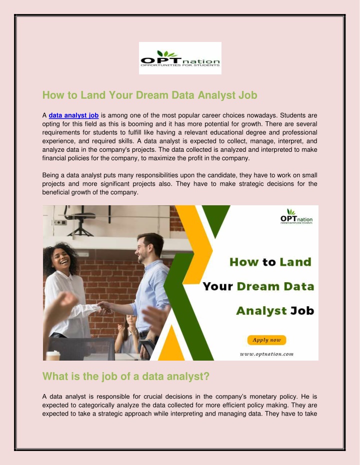 how to land your dream data analyst job a data