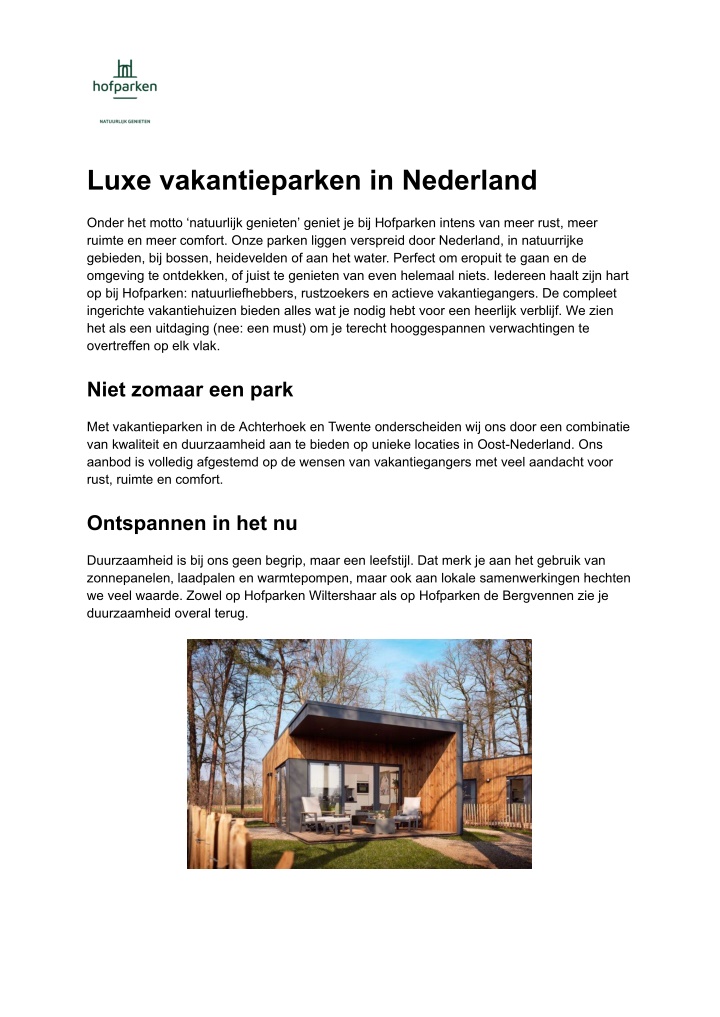 luxe vakantieparken in nederland