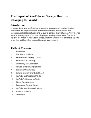 The Impact of YouTube on Society How It's Changing the World