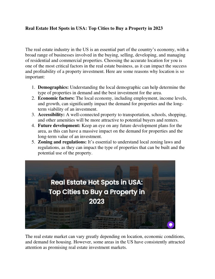 real estate hot spots in usa top cities