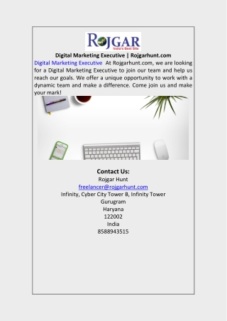 Digital Marketing Executive | Rojgarhunt.com
