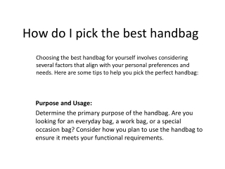 How do I pick the best handbag