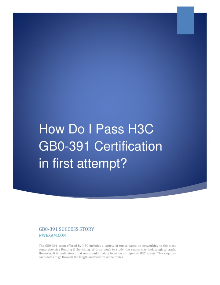 how do i pass h3c gb0 391 certification in first