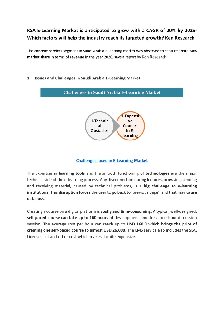 ksa e learning market is anticipated to grow with