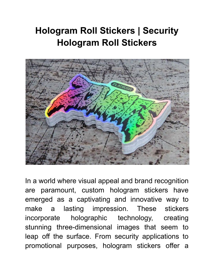 hologram roll stickers security hologram roll