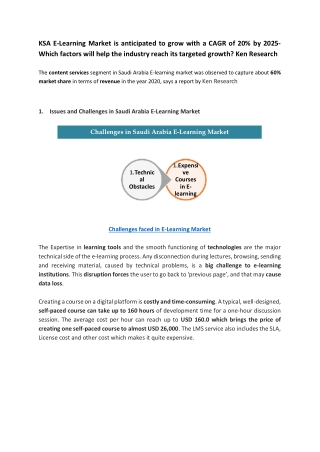 KSA E-Learning Market is anticipated to grow with a CAGR of 20% by 2025