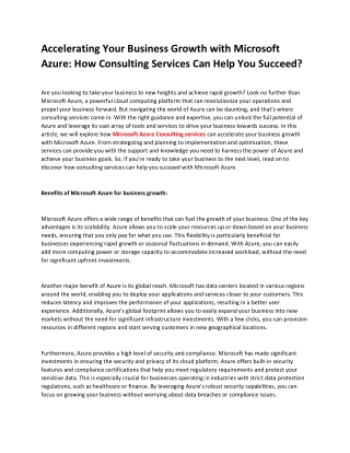 Microsoft Azure Consulting services | Microsoft consulting services