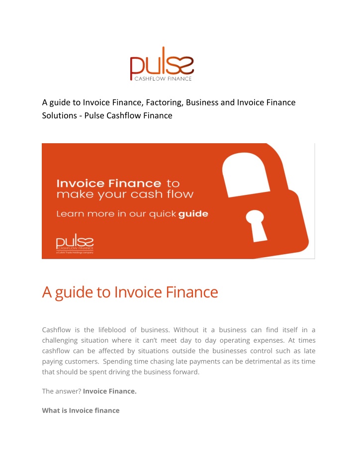a guide to invoice finance factoring business