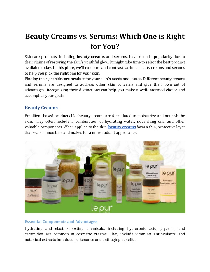 beauty creams vs serums which one is right for you