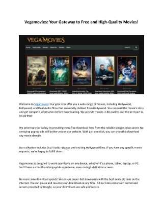 Vegamovies Your Gateway to Free and High-Quality Movies!