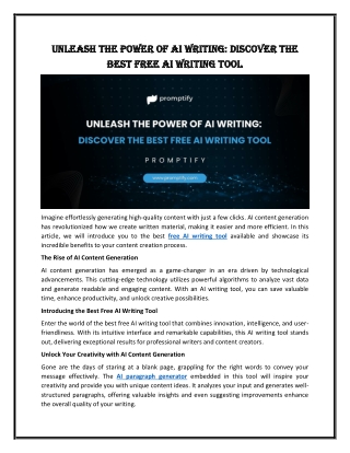 Unleash the Power of AI Writing Discover the Best Free AI Writing Tool