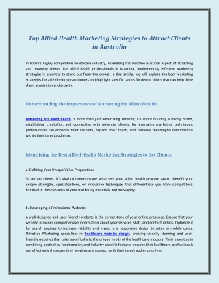 Top Allied Health Marketing Strategies to Attract Clients in Australia