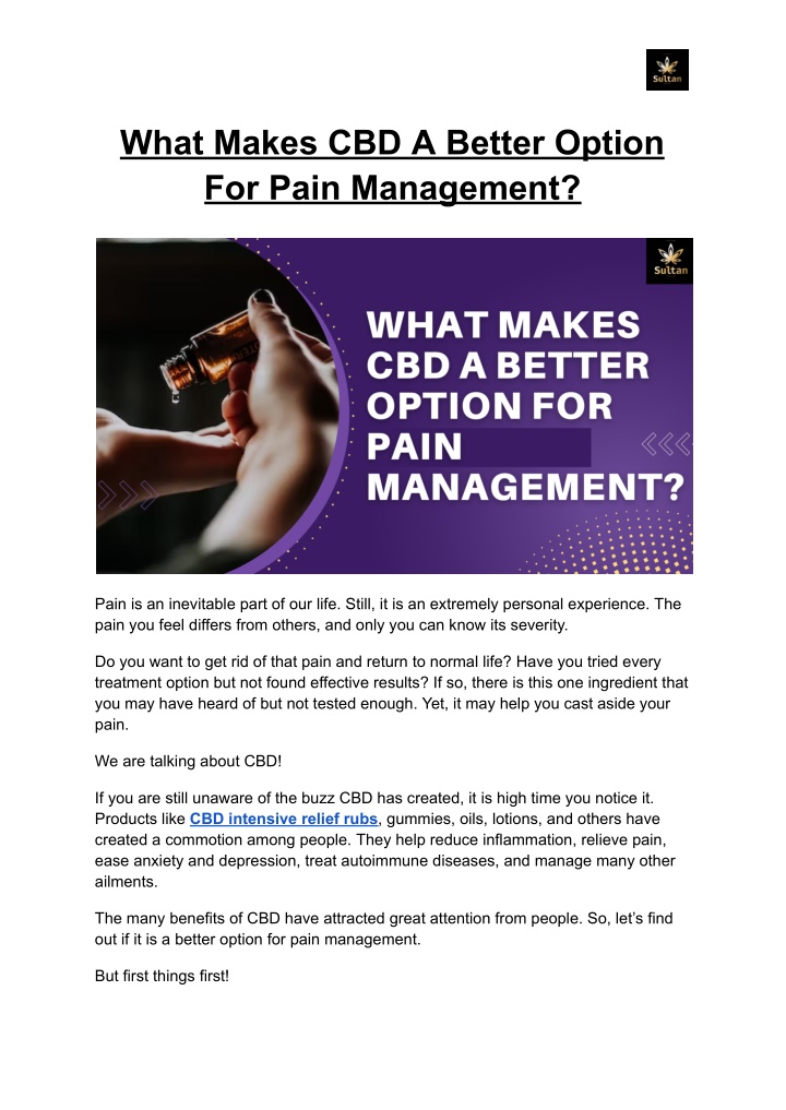 what makes cbd a better option for pain management