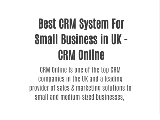 Best CRM System For Small Business in UK - CRM Online