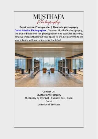 Dubai Interior Photographer | Musthafa.photography