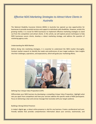 Effective NDIS Marketing Strategies to Attract More Clients in Australia