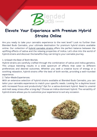 Elevate Your Experience with Premium Hybrid Strains Online