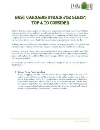 Best cannabis strain for sleep Top 4 to consider